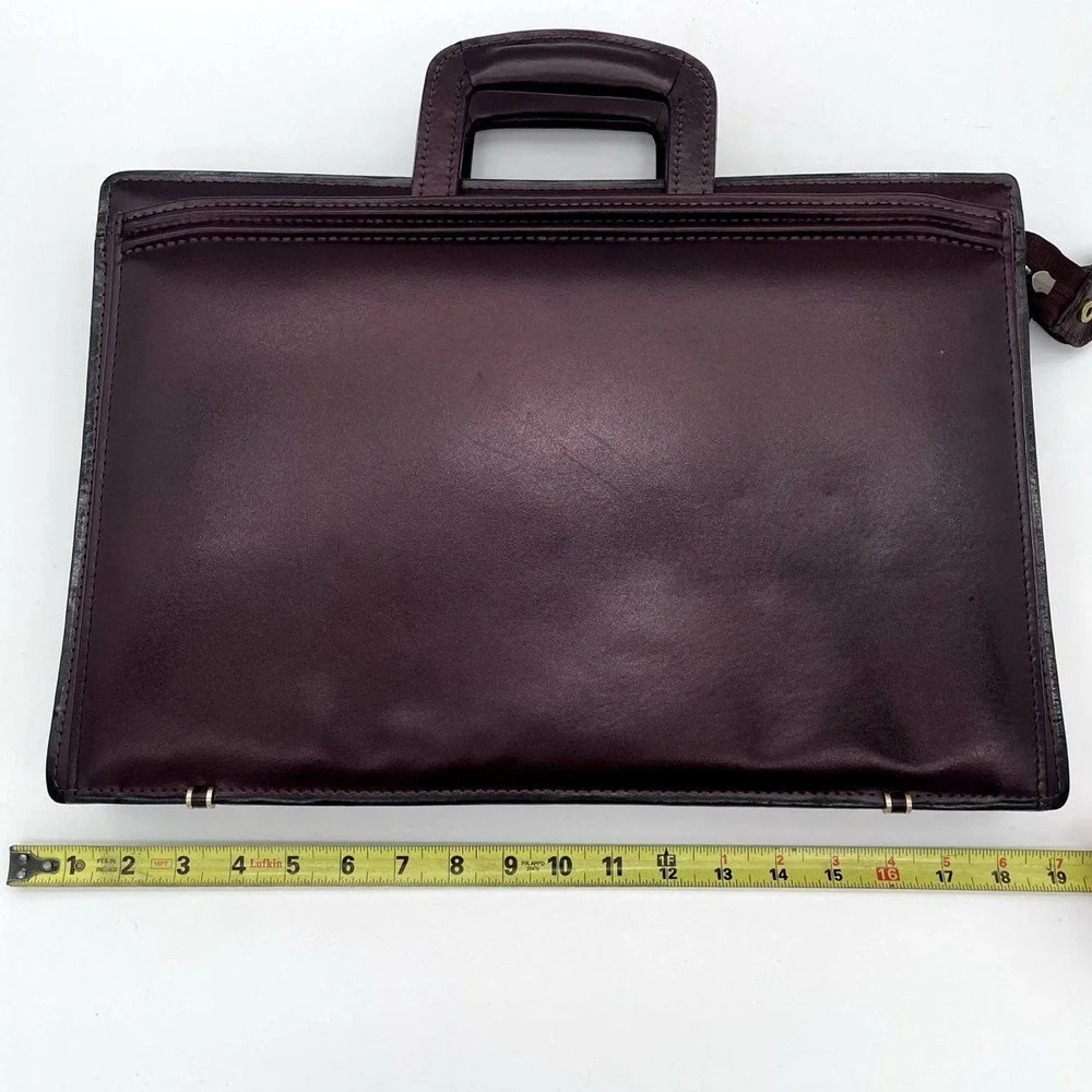 VTG Heritage Top Grain Leather Portfolio Briefcase Attache Case Burgundy w/Strap